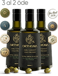 3'lü Orthosia Premium Memecik 500 ml Erken Hasat Soğuk Sıkım Natürel Sızma Zeytinyağı Yeni Hasat 25/26