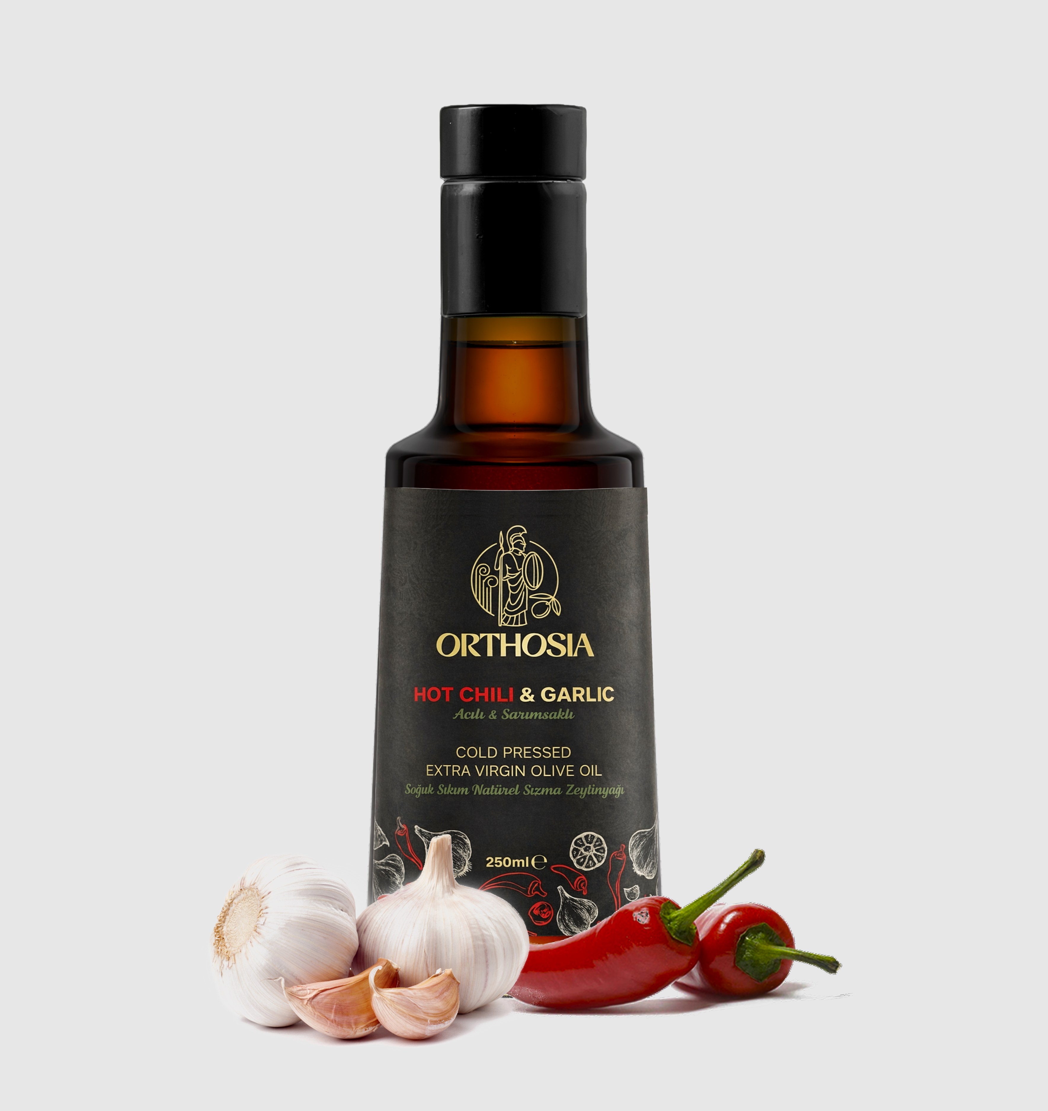 Acı Biber & Sarımsak Çeşnili 250 ml Soğuk Sıkım Natürel Sızma Zeytinyağı Yeni Hasat 25/26