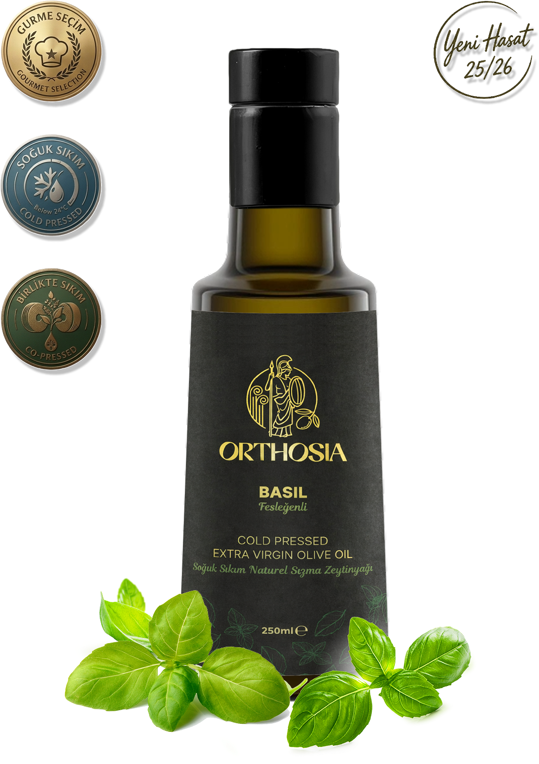 Fesleğen Çeşnili 250 ml Soğuk Sıkım Natürel Sızma Zeytinyağı Yeni Hasat 25/26
