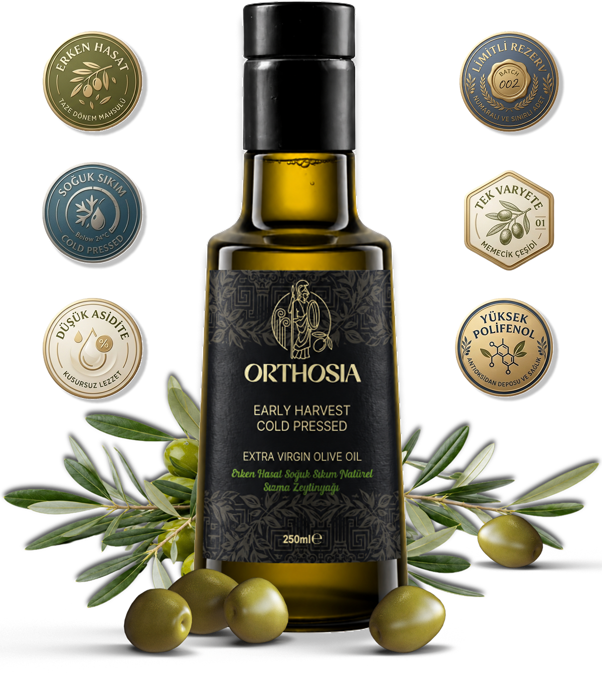 Orthosia Premium Memecik 250 ML Erken Hasat Soğuk Sıkım Natürel Sızma Zeytinyağı